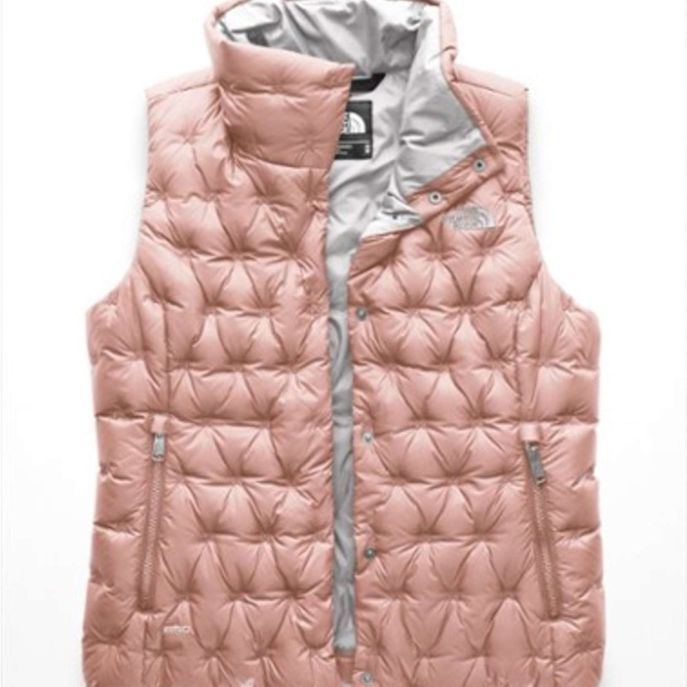 The North Face Pink Quilted Vest with High Collar